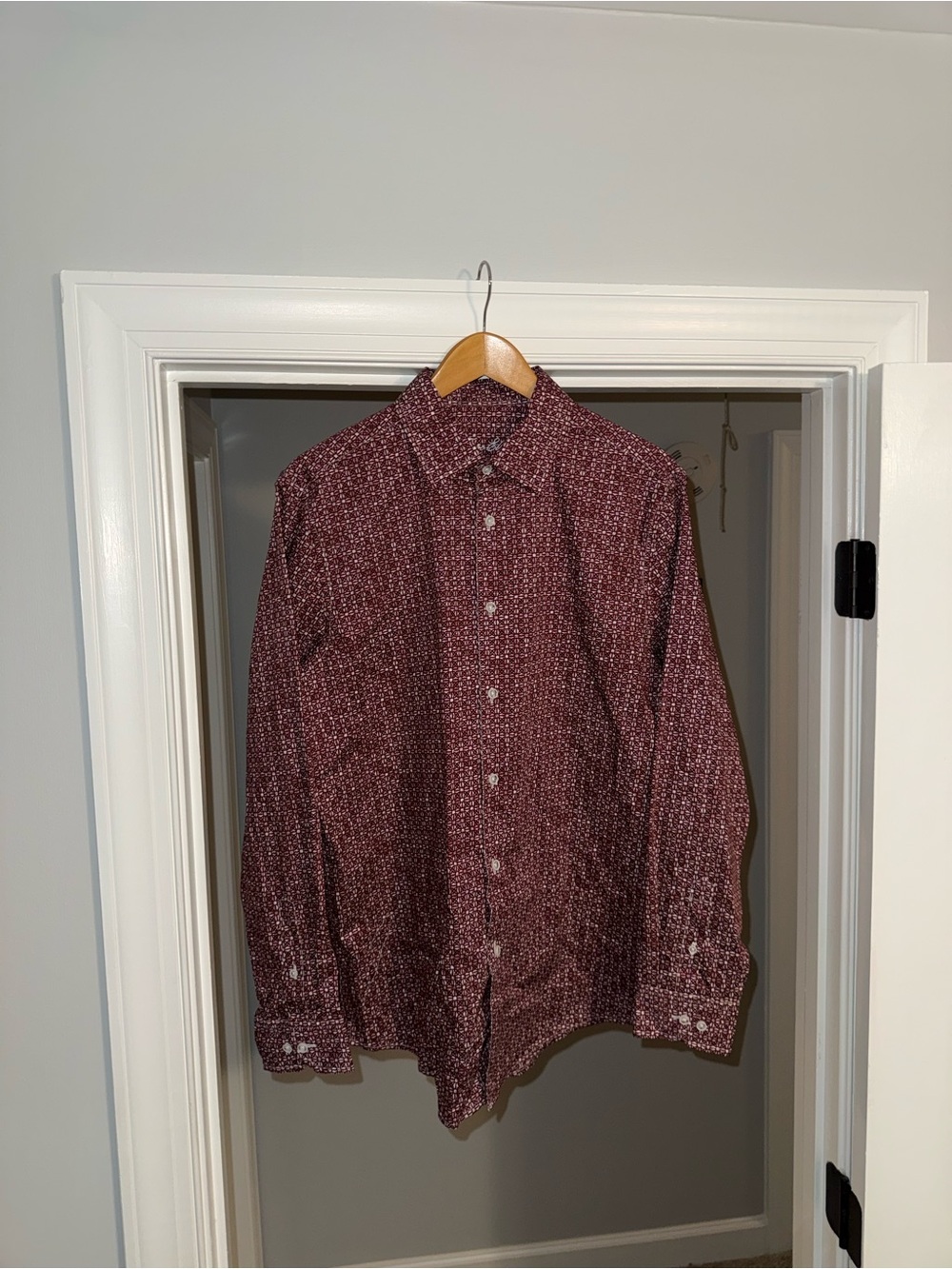 Tasso Elba Men's Burgundy Micro-Print Button-Down Shirt